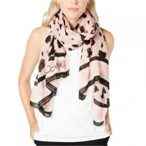 Calvin Klein Pleated Leopard Scarf NWOT
